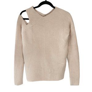 Nomia beige cut out asymmetrical knit sweater